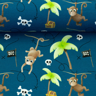 jersey – Ahoy! Monkeys bleu foncé par Mrs Mint Design