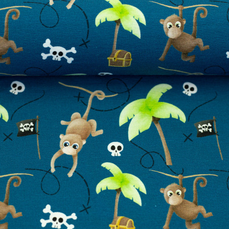 jersey – Ahoy! Monkeys bleu foncé par Mrs Mint Design