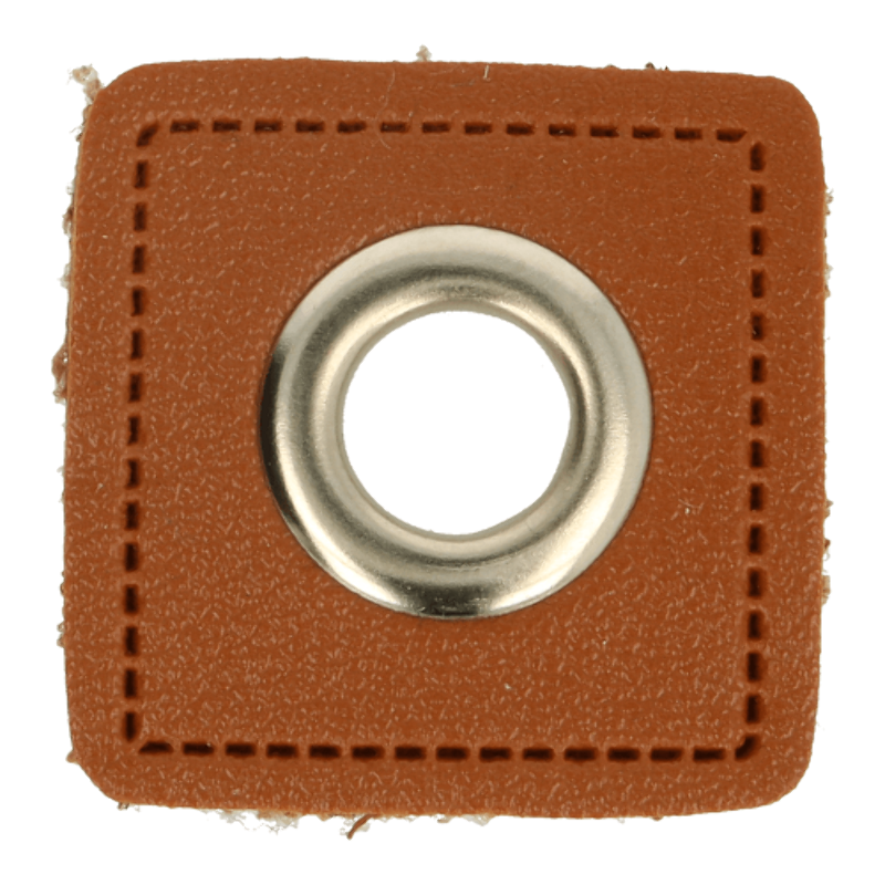 Eyelet patches brown 8mm silver