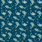 jersey – Ahoy! Shark, bleu foncé, par Mrs Mint Design