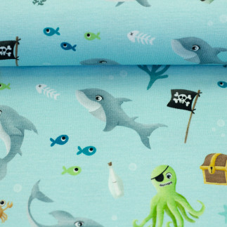 Jersey - Ahoy! Shark, mint by Mrs Mint Design