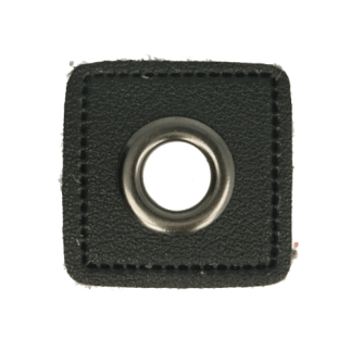 Œillet sur similicuir noir 8 mm bronze