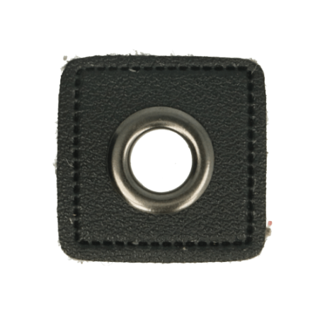 Œillet sur similicuir noir 8 mm bronze