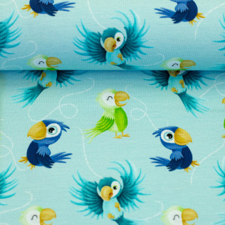 jersey - Ahoi! Perroquets, menthe par Mrs Mint Design