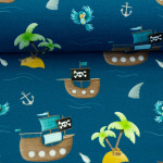 Jersey - Ahoi! Piratenschiff, dunkelblau by Mrs Mint Design