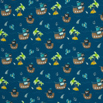 Jersey - Ahoi! Piratenschiff, dunkelblau by Mrs Mint Design