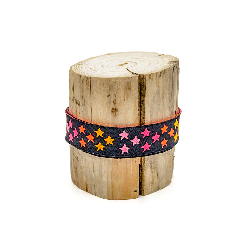 Woven Ribbon - Urmelis Stoffwelt - Neon Stars pink