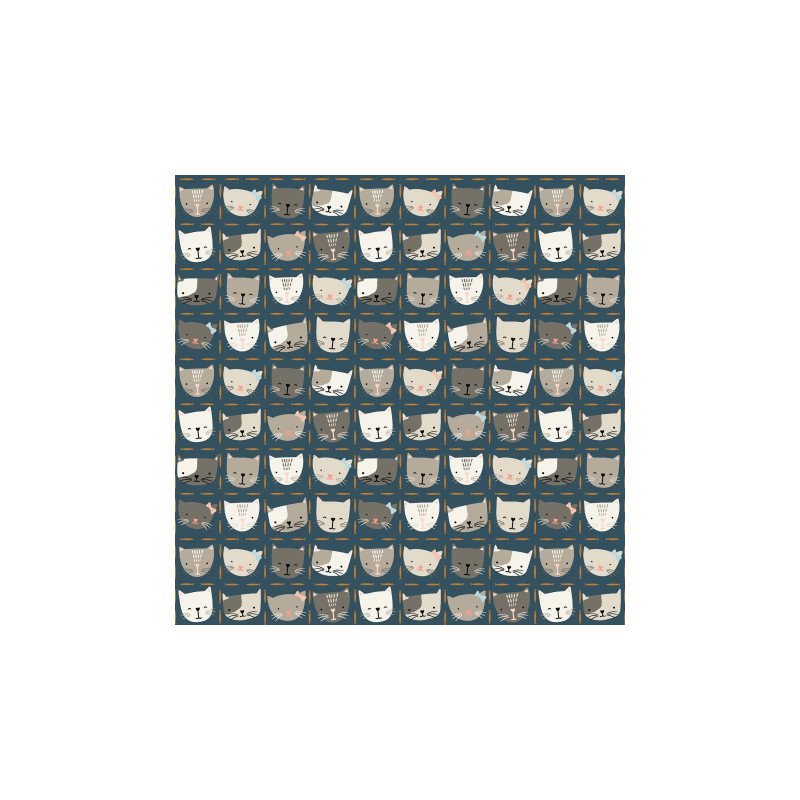 Cotton + Steel - Kitty Kats bleu fumé