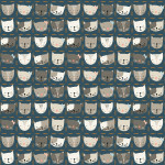 Cotton + Steel - Kitty Kats bleu fumé