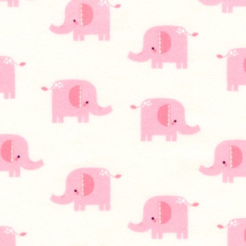 flanelle - Éléphants rose / blanc