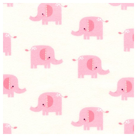 Flanell - Éléphants rose / blanc