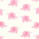 Flanell - Elephants rosa / weiss