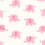 Flanelle - Éléphants blanc / rose