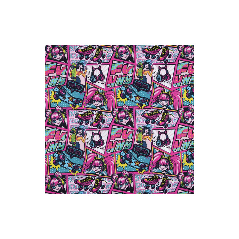 Acrylic oilcloth - Anime Grils fuchsia