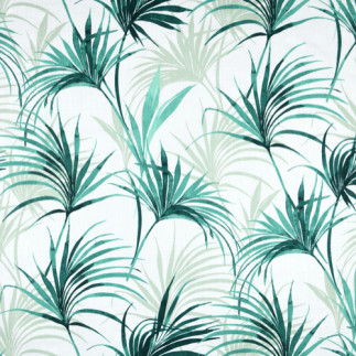 tissu enduite acrylique - feuilles de palmier blanc cassé