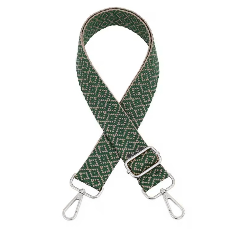 Bandoulière de sac finie - Mini diamant vert / beige