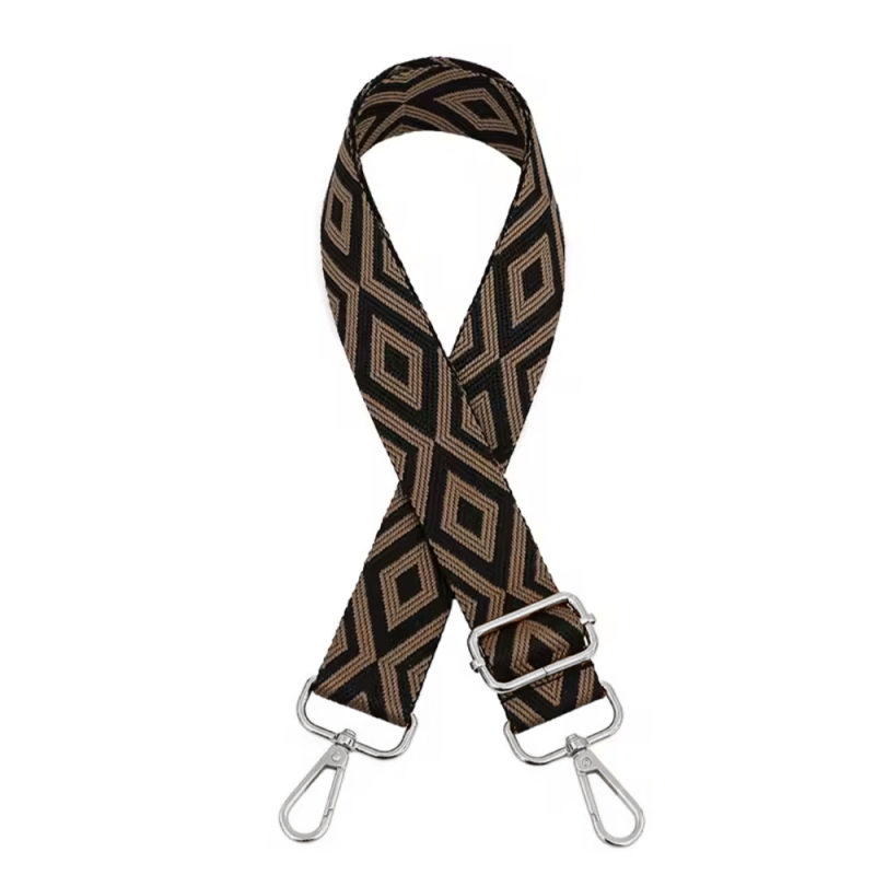 Finished bag strap - diamond light brown / black