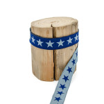 Woven ribbon - Urmelis Stoffwelt - Double Stars navy / light blue