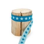 *Woven Ribbon - Urmelis Stoffwelt - Double Stars petrol / mint