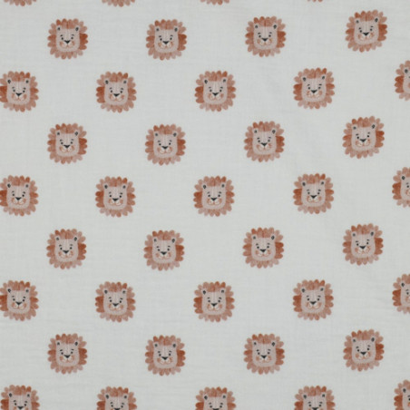 double gauze - Digital Lion white