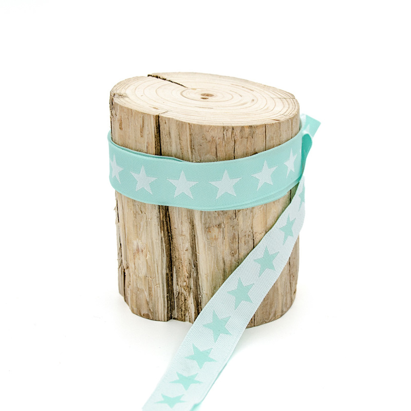Web ribbon - Urmelis Stoffwelt - Double Stars mint / white