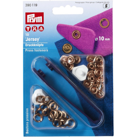 Prym snap fasteners jersey rings 10mm copper