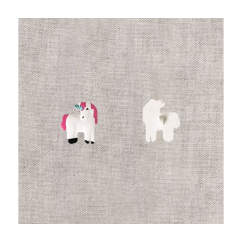 Bouton à tige - blanc licorne