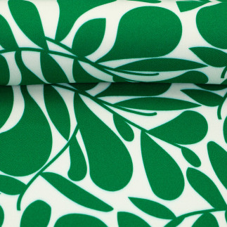 viscose - Hojas green on white by Lillesol & Pelle