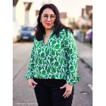 viscose - Hojas green on white by Lillesol & Pelle