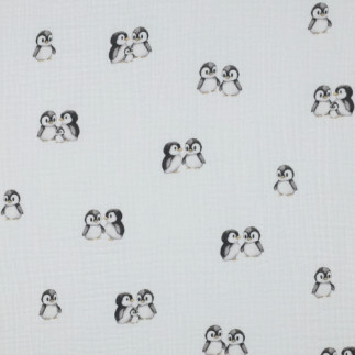 double gauze - Digital Penguins white