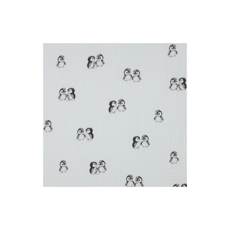 Musselin - Digital Pinguine weiss