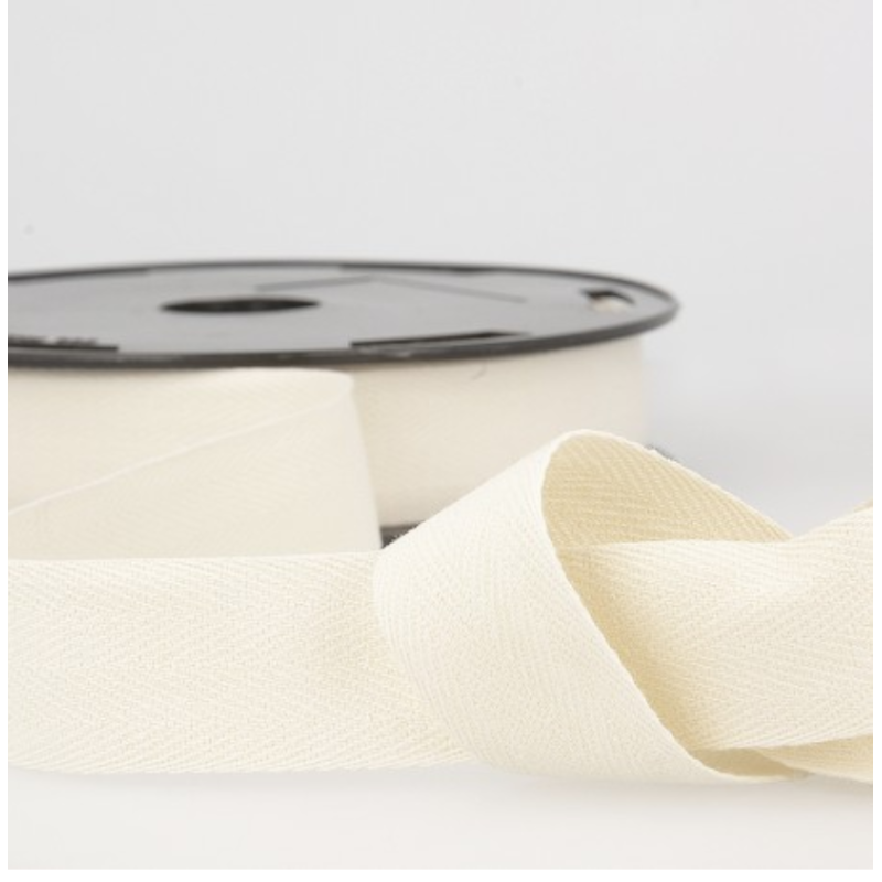 Cotton ribbon twill chevron - 20mm ecru (st151)