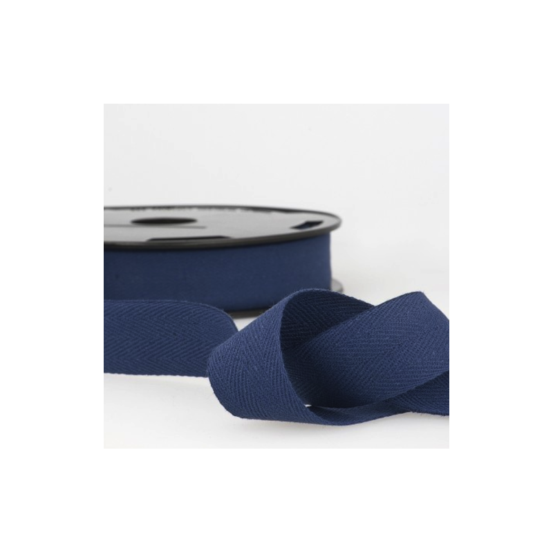 Ruban de coton sergé chevron - 20 mm bleu foncé (st23)