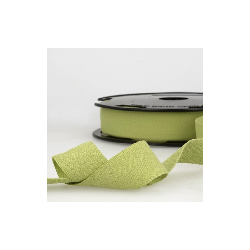 Bande de laine sergé chevrons - 20 mm vert citron (st10)