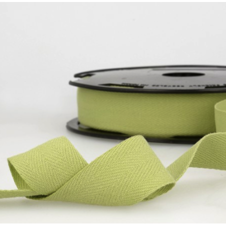 Bande de laine sergé chevrons - 20 mm vert citron (st10)