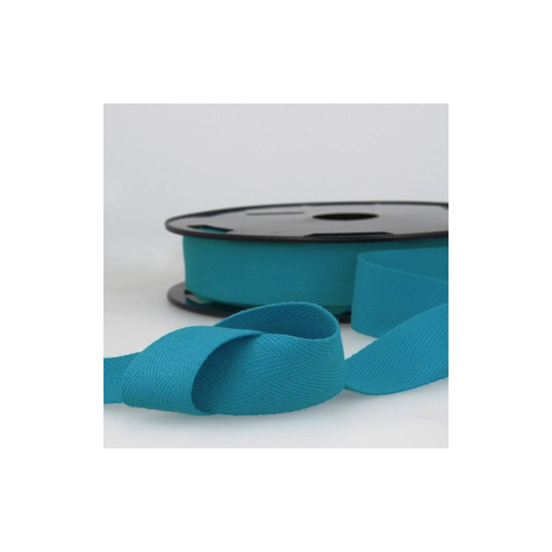 Baumwollband Twill chevron -  20mm petrol (st126)