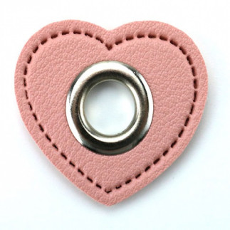 Öse auf Kunstleder Herz rosa 8mm silber