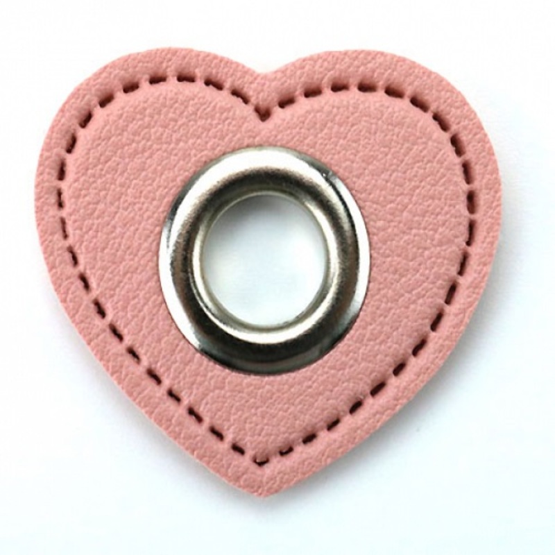 Eyelet patches - heart pink / silver
