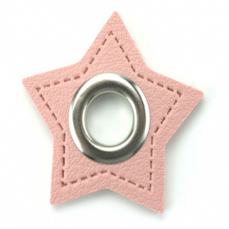Öse auf Kunstleder Stern rosa 8mm silber