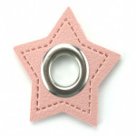 Eyelet patches star pink 8mm silver