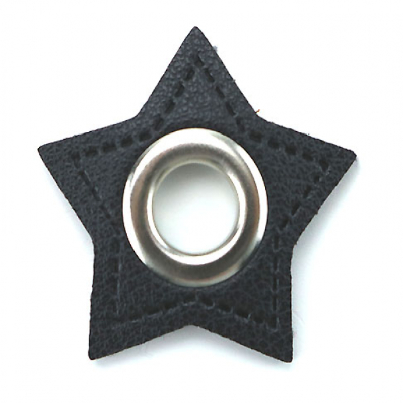 Eyelet patches Star black 8mm silver