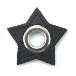 Eyelet patches Star black 8mm silver