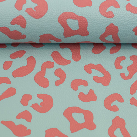 synthetic leather - Happy Leo by Cherry Picking mint / coral