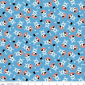 Flanell - Crânes de pirate bleus