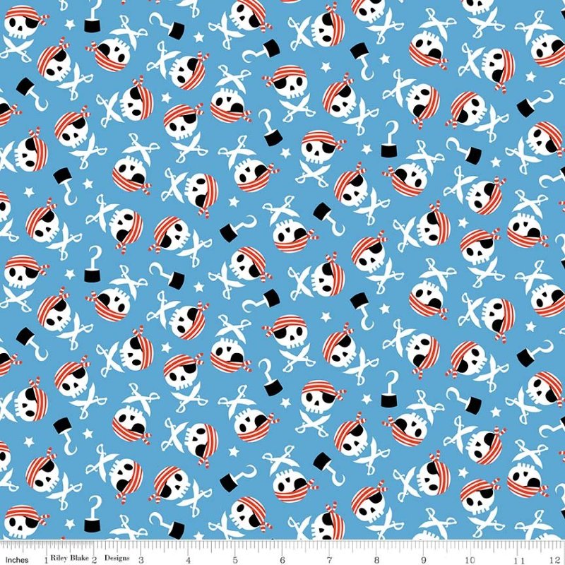 flanelle - Crânes de pirate bleus