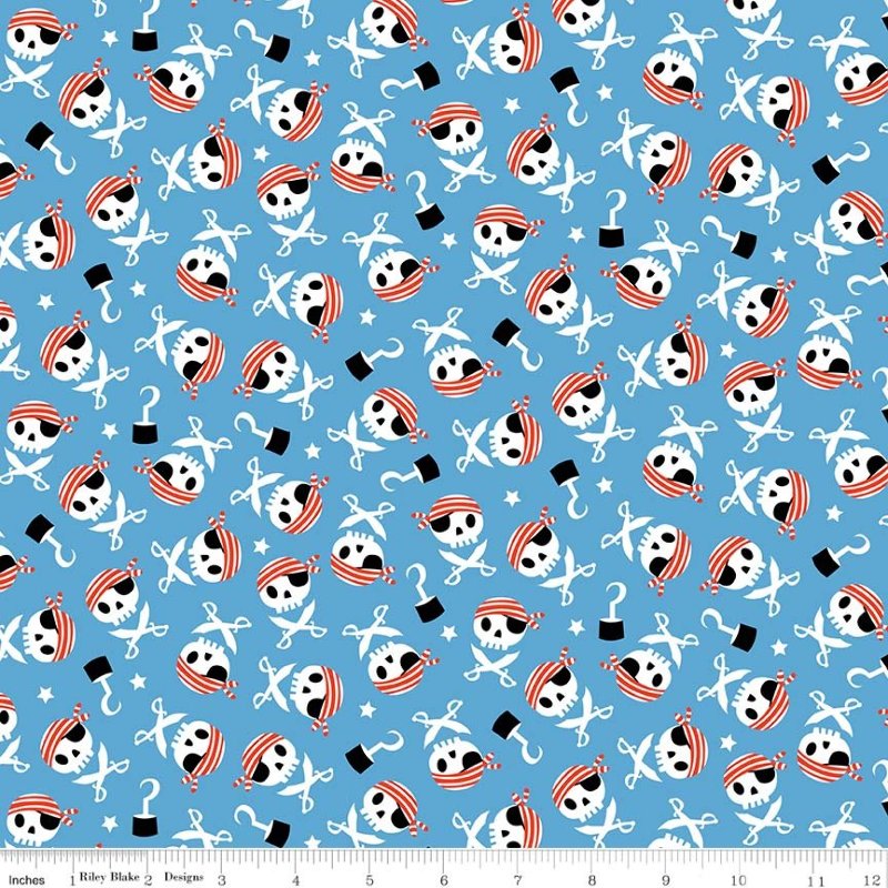 Flannel - Pirate Skulls blue