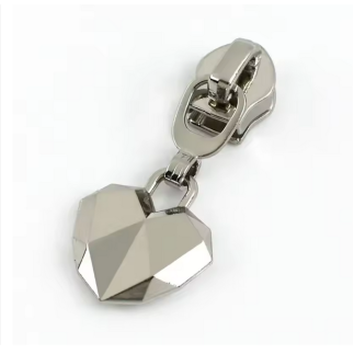 Zipper Geo Heart silver 5/6mm for metallized zipper
