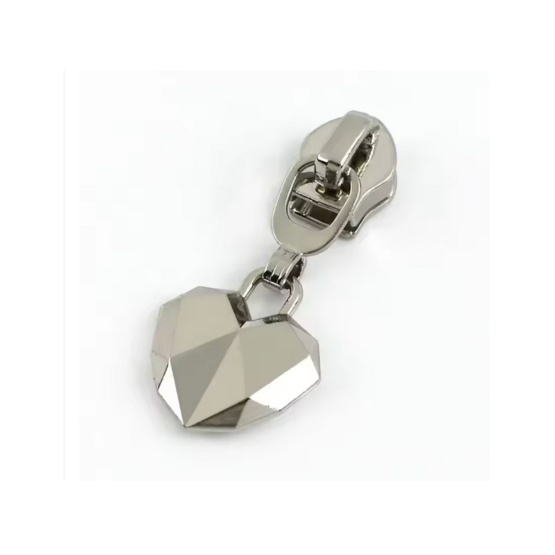 Zipper Geo Herz silber 5/6mm zu metallisiertem Reissverschluss