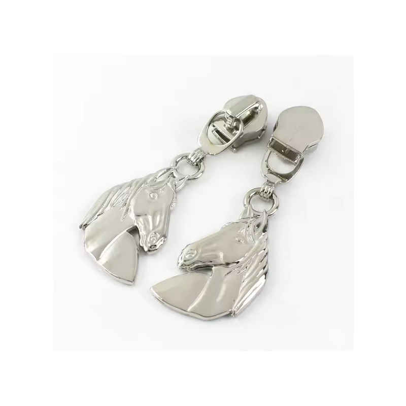 Zipper horse silver 5/6mm for metallized zipper