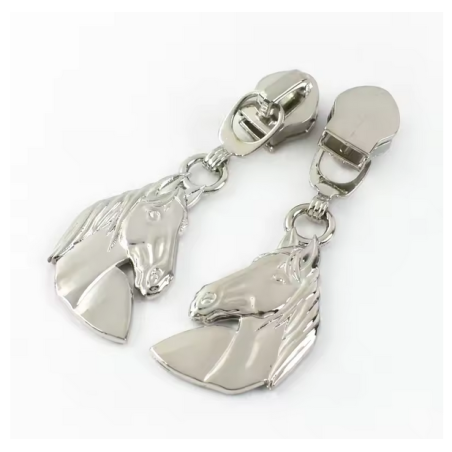 Zipper horse silver 5/6mm for metallized zipper
